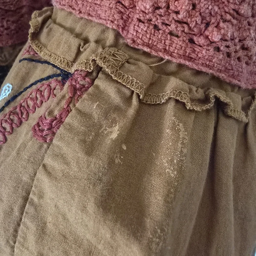 LUCCA Brown Cotton Tiered Midi Skirt Embroidered Paisley Crochet‎ Lace Small - Picture 10 of 11